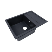 Кухонная каменная мойка VENTOLUX SILVIA (BLACK MATT QUARTZ) 650x500x200